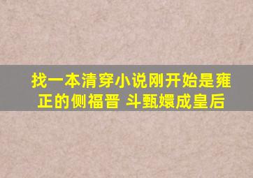 找一本清穿小说刚开始是雍正的侧福晋 斗甄嬛成皇后